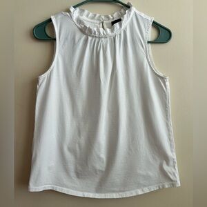 Ann Taylor Women’s White Ruffle Neck Sleeveless Blouse Top XS